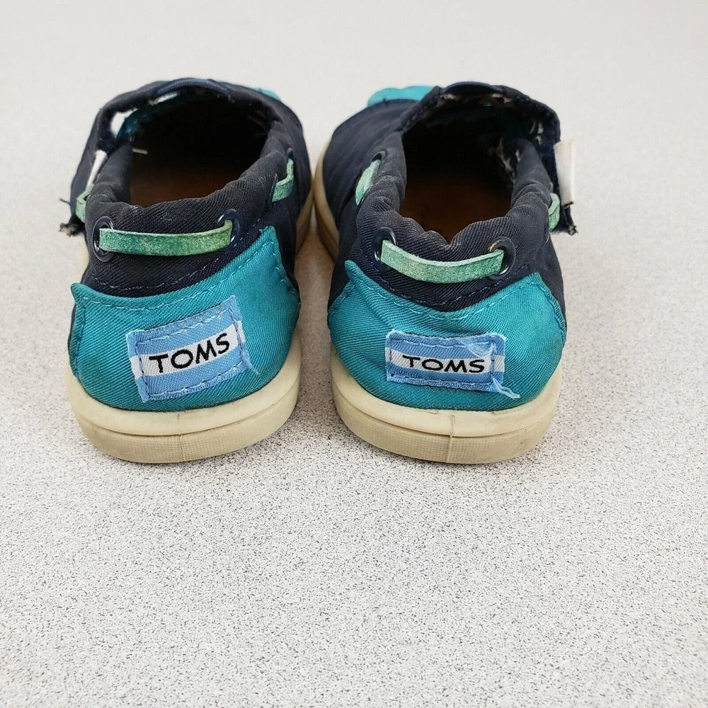 Toms Boys Blue Round Toe Low Top Strap Comfort Casual Slip On Shoes Size 7‎